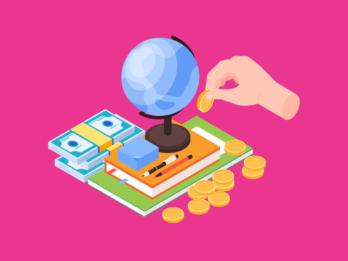 Digital illustration of hand holding coins