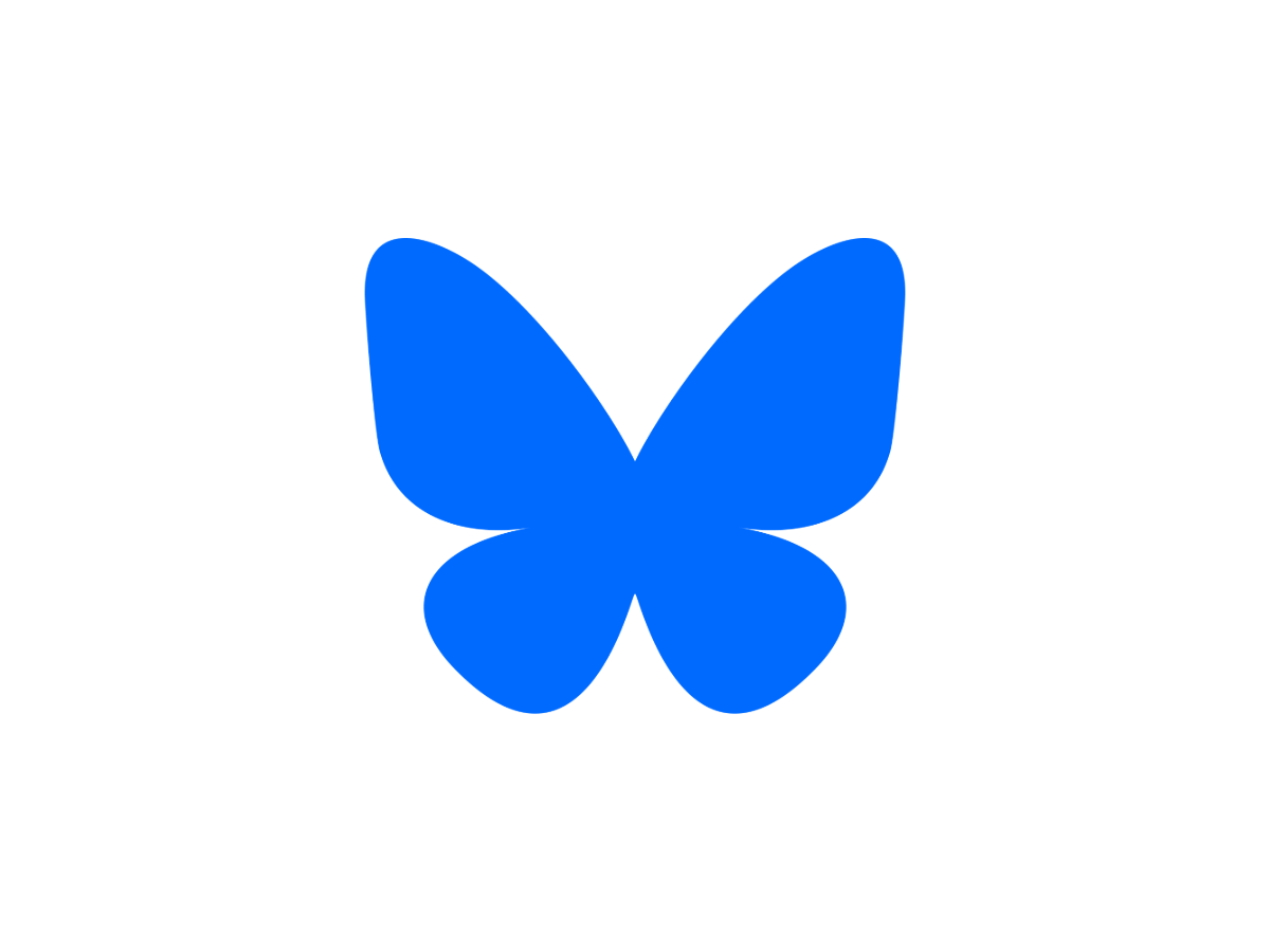 Click on the logo of a blue butterfly to open Bluesky