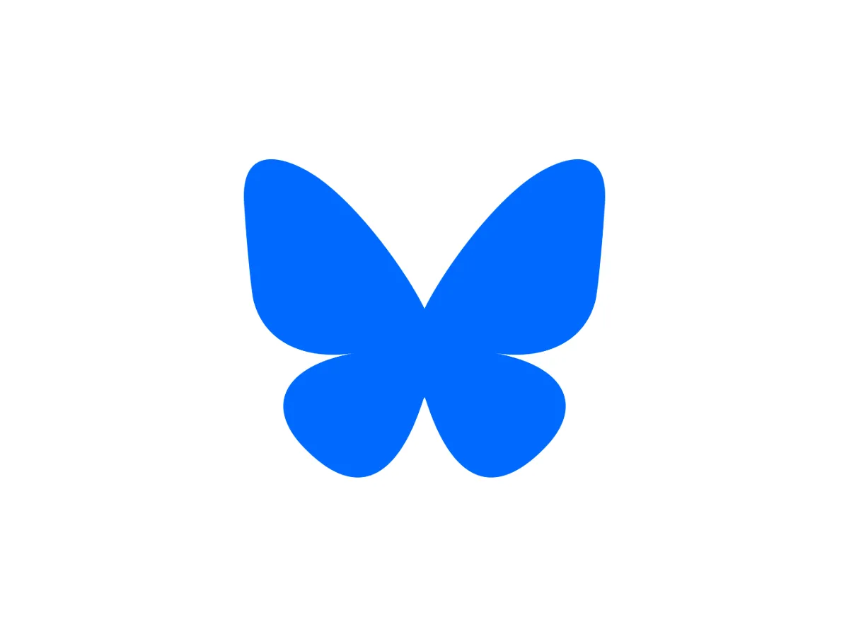 Bluesky logo blue butterfly no text 4 x 3 Click on the logo of a blue butterfly to open Bluesky