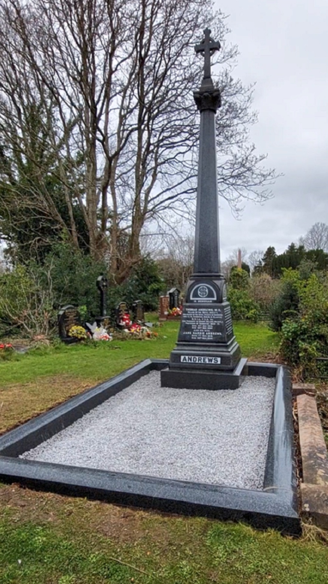 The restored grave of Thomas Andrews in Belfast City Cemetery