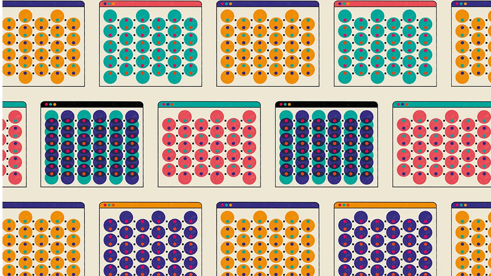 Images of molecular simulations in various colours