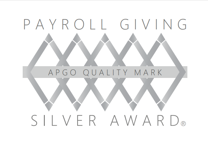 The logo for the Silver Award APGO Quality Mark for Payroll Giving