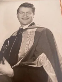 John Pinkard Early black and white photo of Dr John F T Pinkard in graduation attire