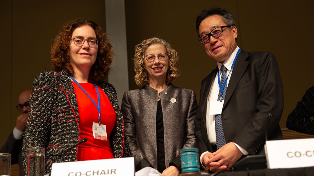 Closing of the panel discussions: Intergovernmental Meeting Co-Chair Laura Dupuy (Uruguay), UNEP Executive Director Inger Andersen, and Intergovernmental Meeting Co-Chair Yutaka Matsuzawa (Japan)