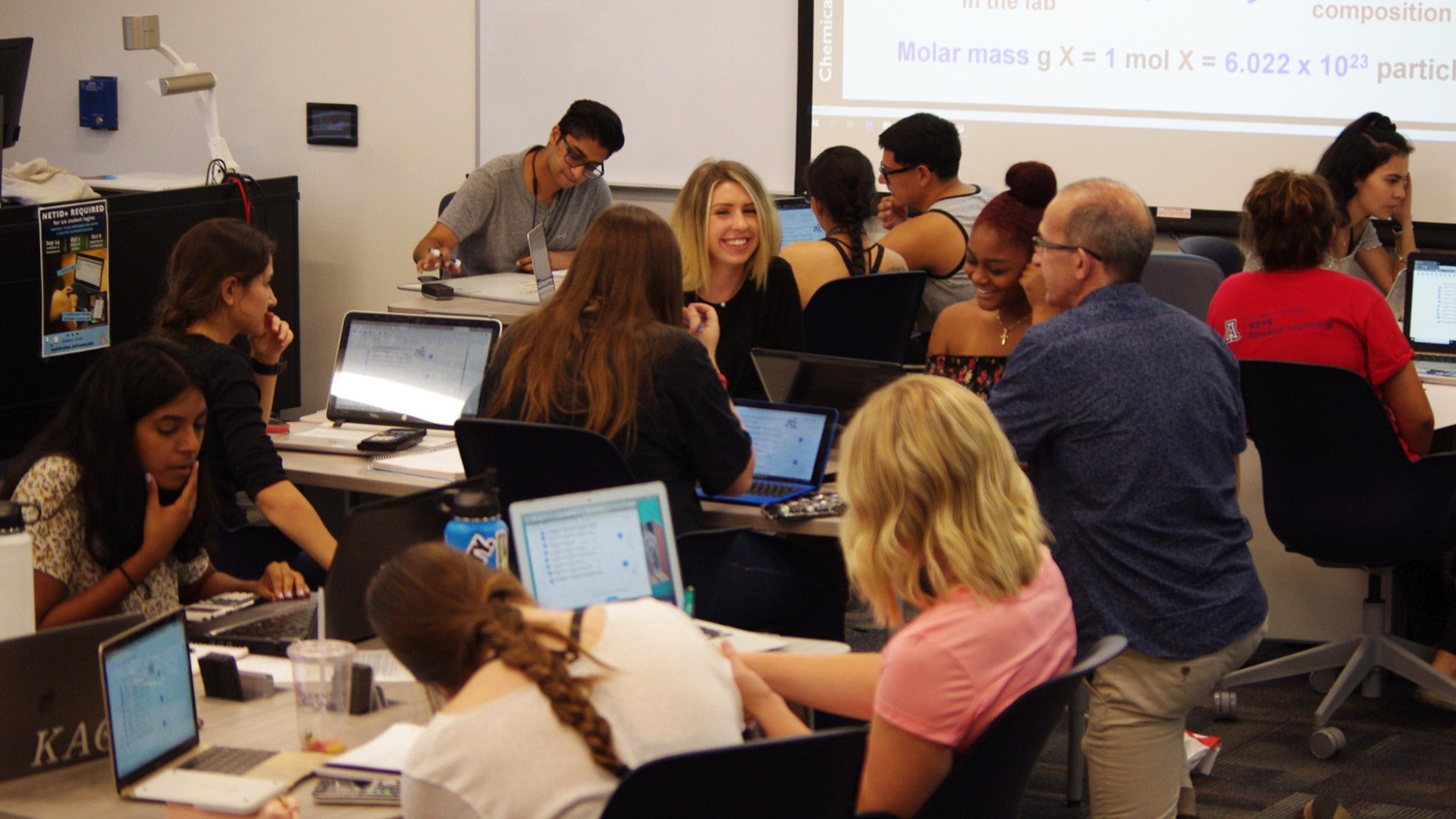 Vicente Talanquer teaching group of students at desks with laptops