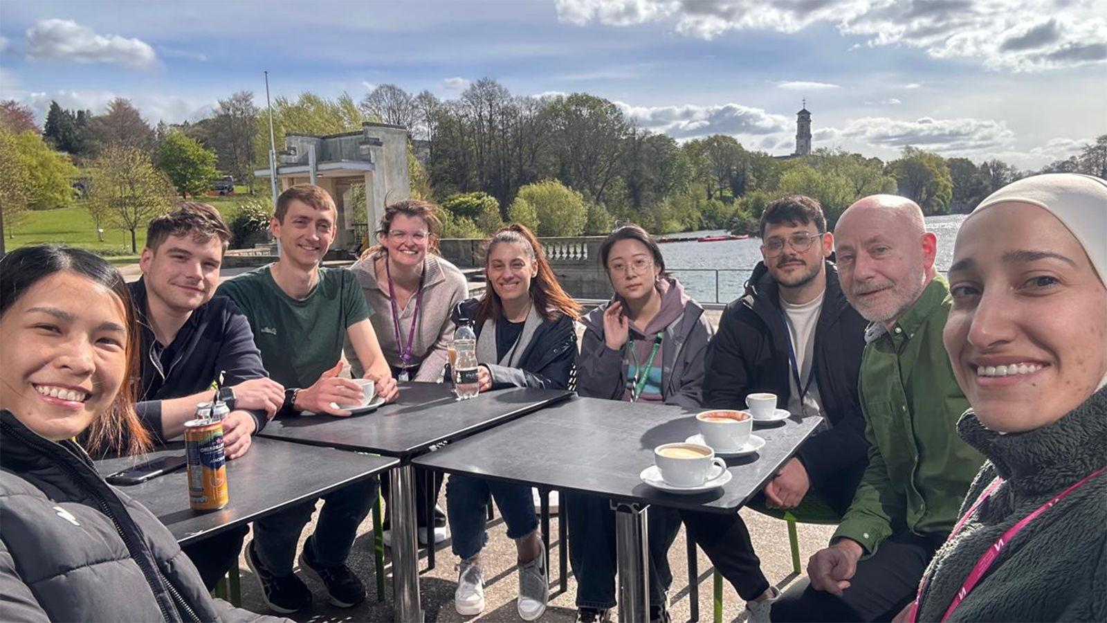 Professor Cameron Alexander out for cofee with his team, Winner of the 2025 Interdisciplinary Prize 