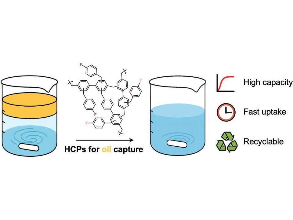 Graphical abstract for hypercrosslinked polymers for oil adsorption and the influence of porosity and fluorine incorporation