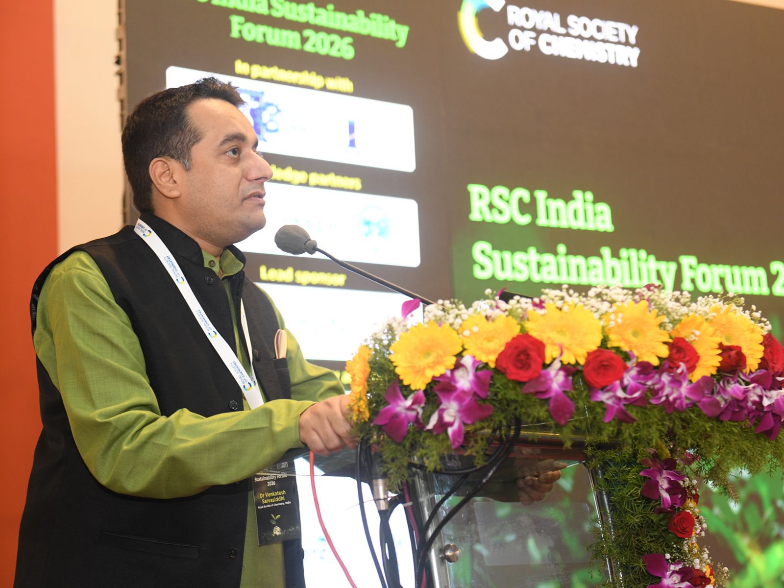 Dr Venkatesh Sarvasiddhi - RSC India Sustainability Forum 2026 RSC India MD Dr Venkatesh Sarvasiddhi opened proceedings at the inaugural RSC India Sustainability Forum in Pune