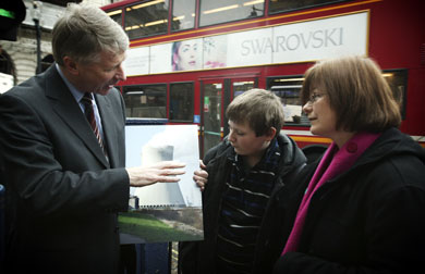 Dr Richard Pike with youngster Lewys York, who could explain the function of cooling towers