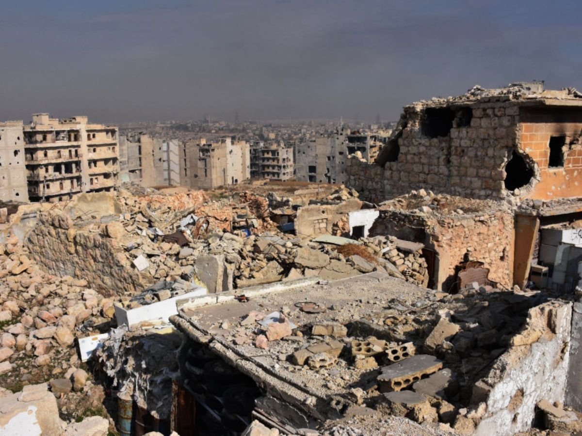 Syria bombed buildings and rubble