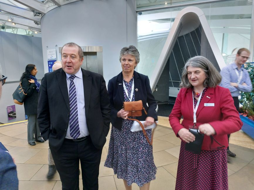 RSC chief executive Dr Helen Pain, Scottish minister for higher and further education Graeme Dey MSP, and RSC president Professor Gill Reid