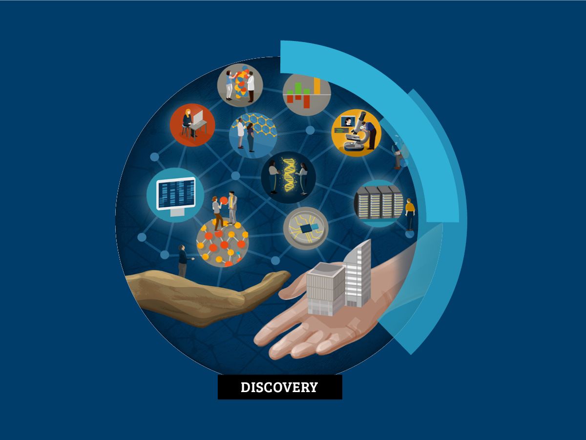 An illustration of technolgy items and a network line between each one within a circle - report cover