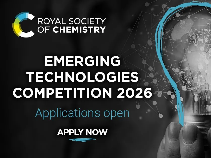 Change Makers_ETC_2026_Applications-Open-website-teaser Text announcing that Emerging Technologies Competition is now open next to a hand holding a light bulb