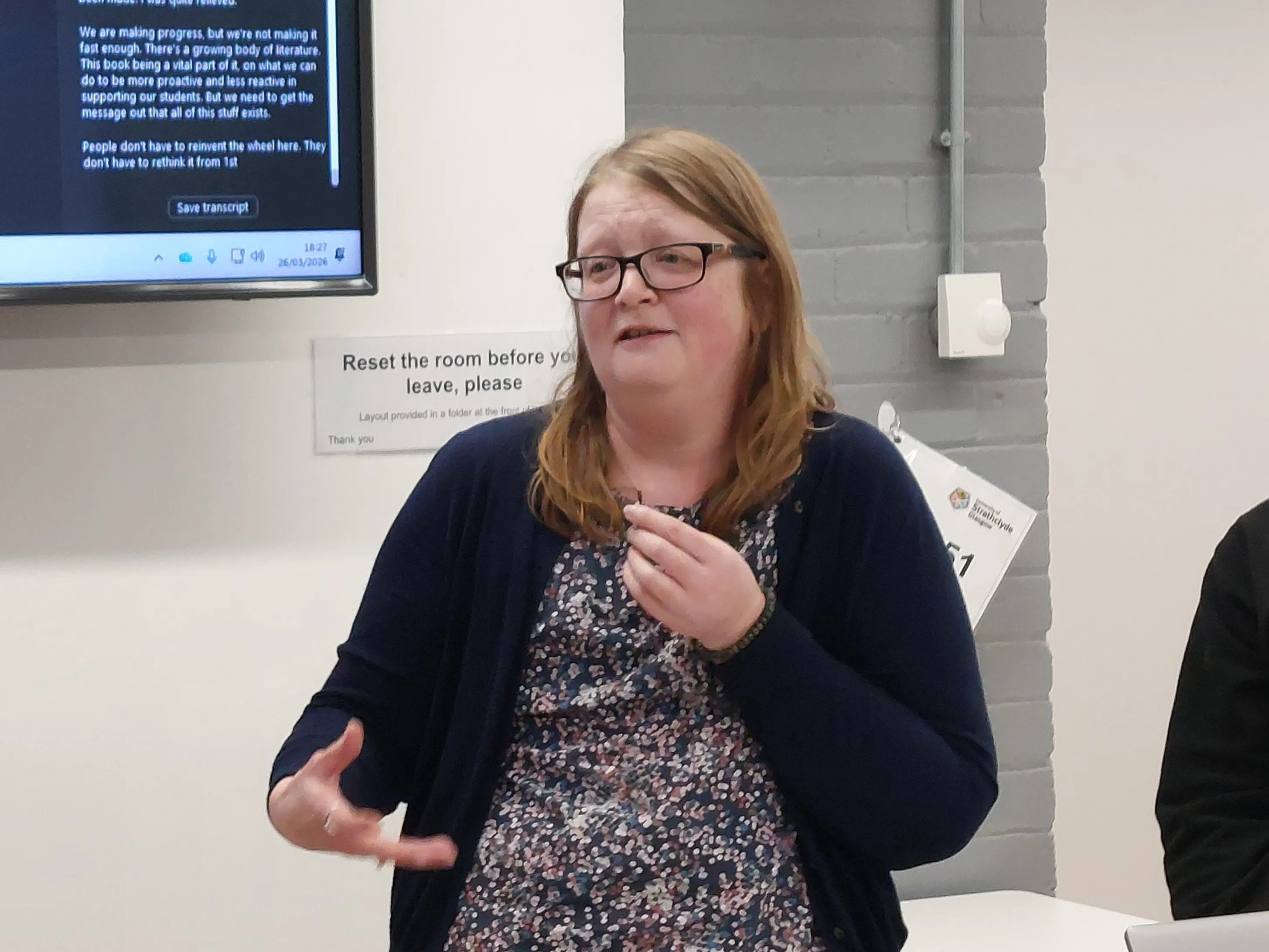 Dr Katherine Haxton 2 Dr Katherine Haxton presents to a group of attendees out of shot