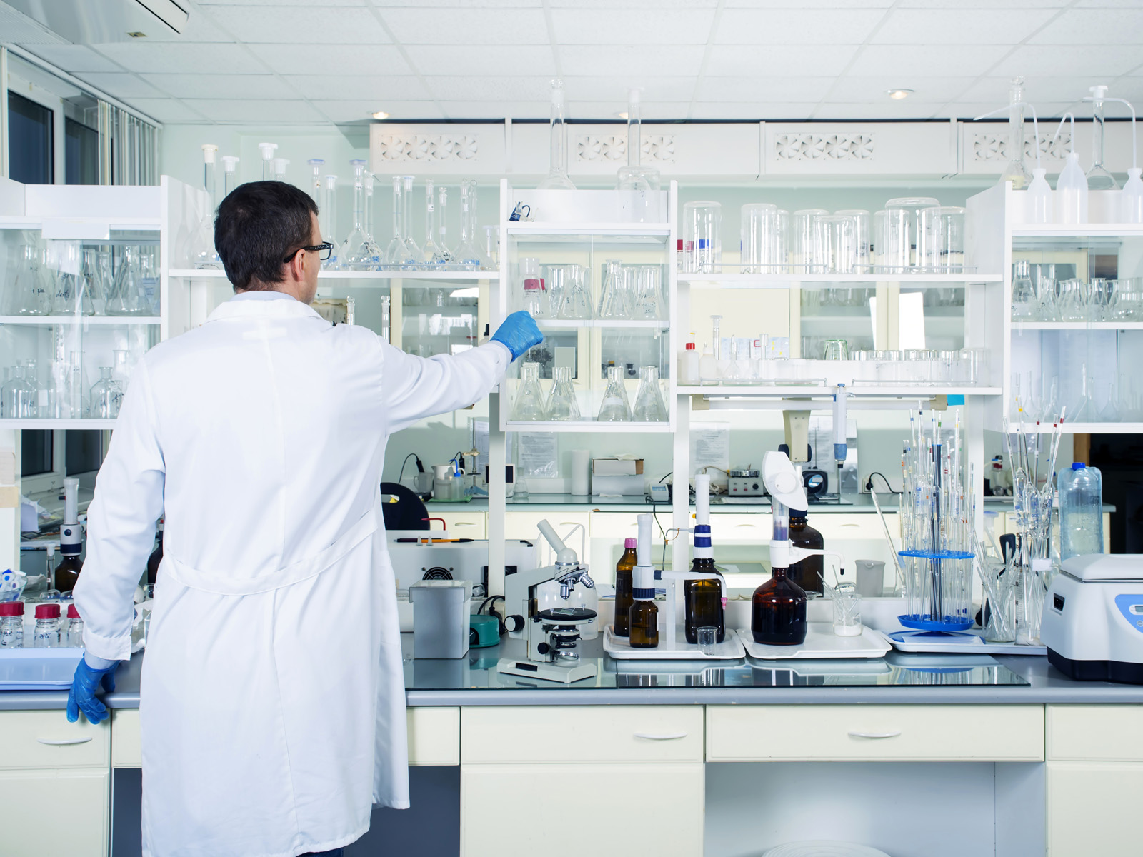 Student doing practical work in a teaching lab
