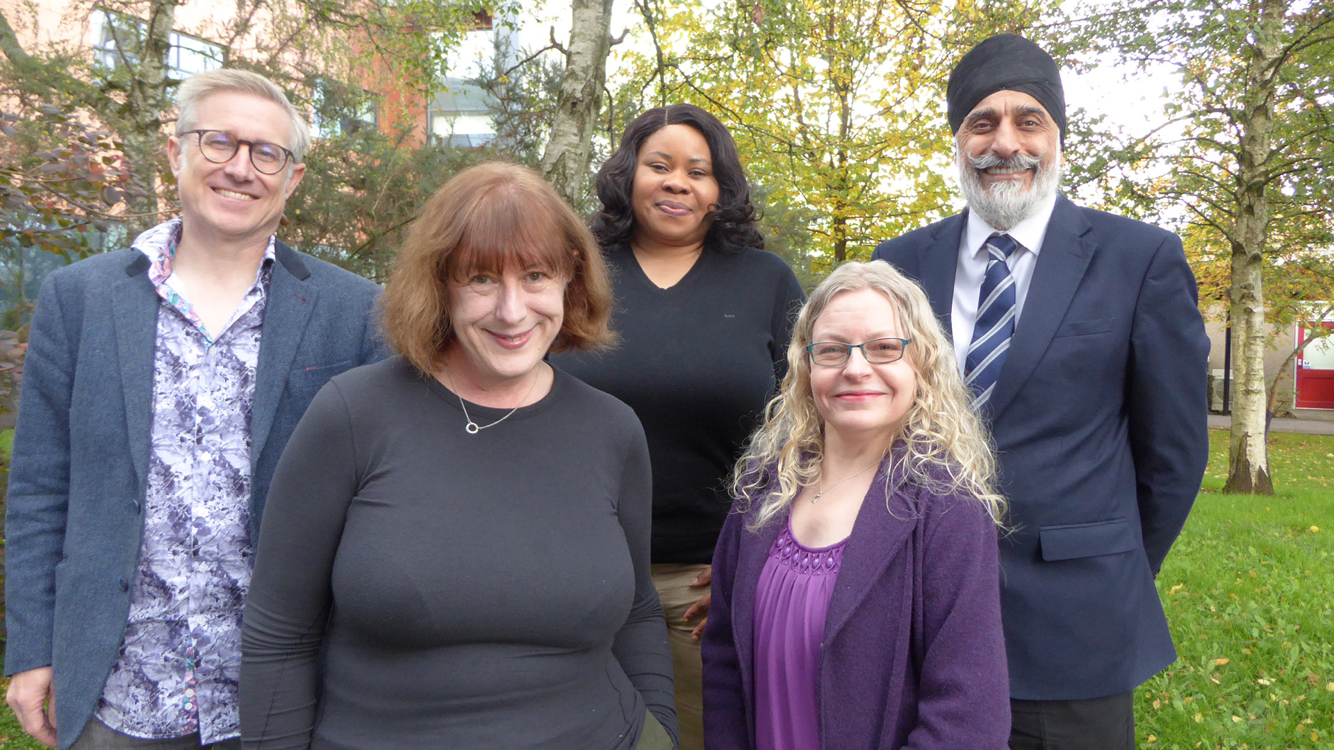 University of York "Decolonising the Chemistry Curriculum" Group posing outside for camera