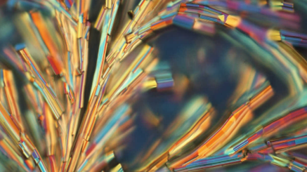 A close-up of colorful inorganic thin-film solar cells