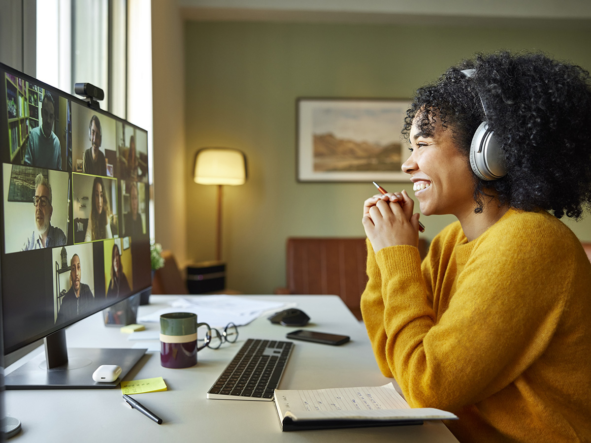 Person smiling on a video call