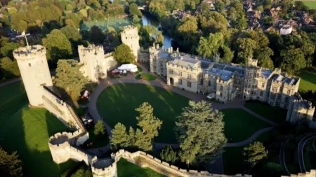 Warwick Castle aerial view Warwick Castle aerial view