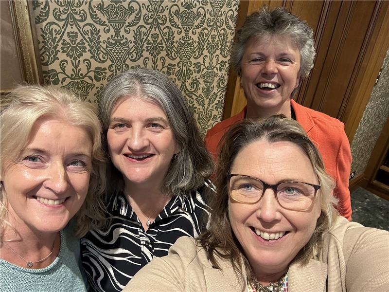 An image of four smiling women: RSC president Annette Doherty, left, RSC CEO Helen Pain, centre, RSC past president Gill Reid, rear right, RSC honorary treasurer Claire Gallery-Strong, front right 