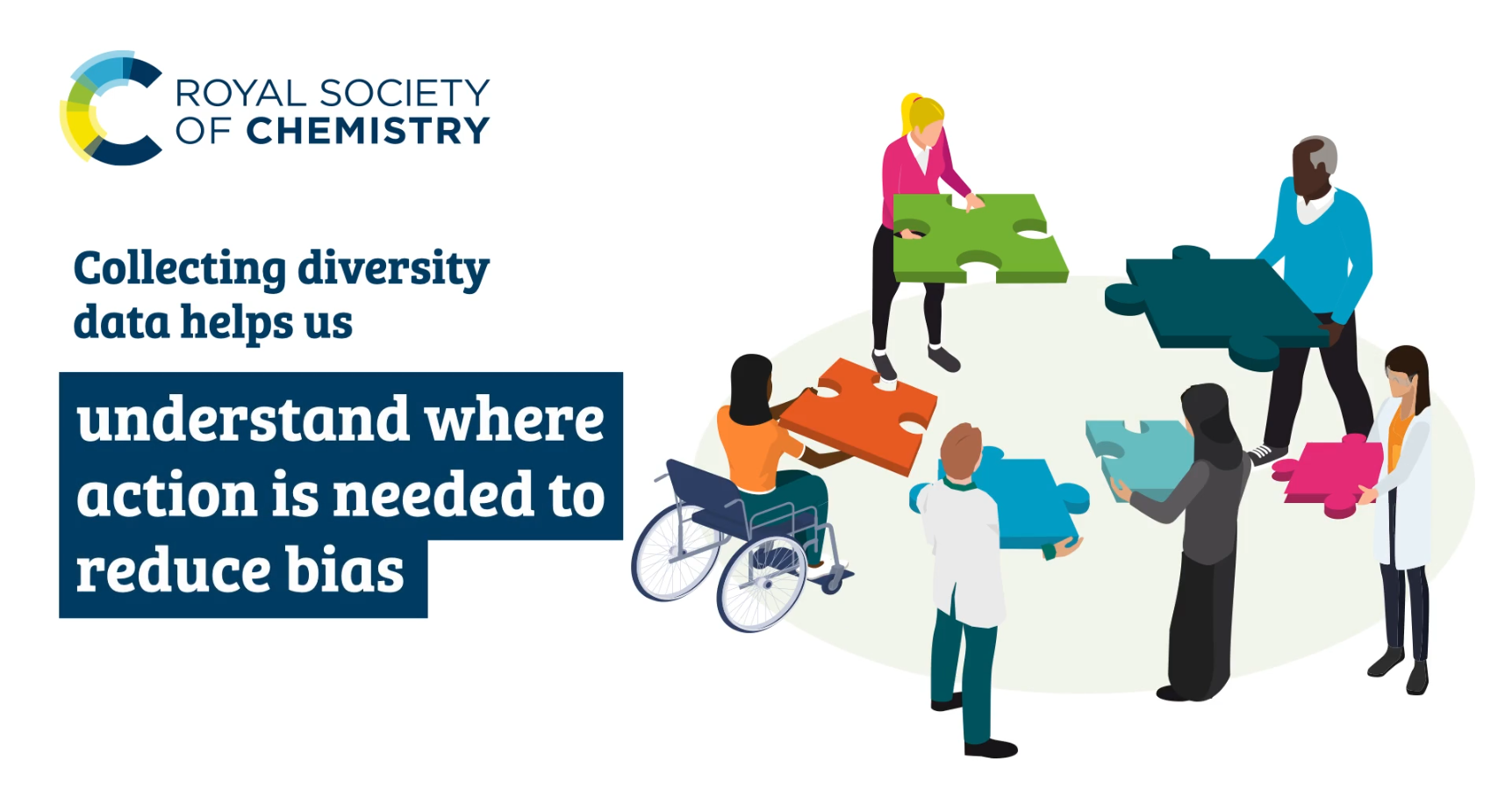 Graphic shows an illustration of diverse people putting together a jigsaw