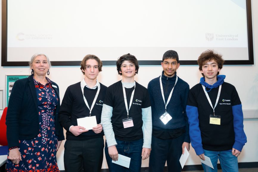 The team from St Paul's School celebrates coming joint-third